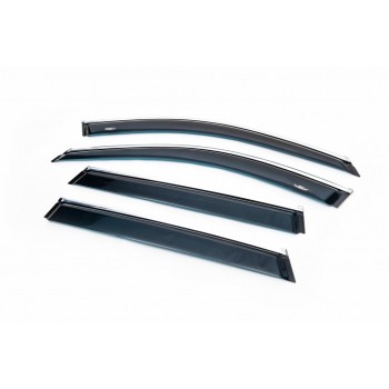 Ветровики с хром молдингом (4 шт, HIC) для BMW X1 F-48 2015-2022 гг