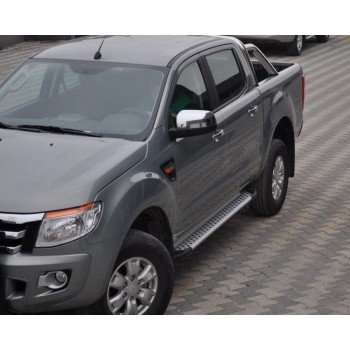 Боковые пороги Allmond Grey (2 шт, алюм) для Ford Ranger 2011-2022 гг