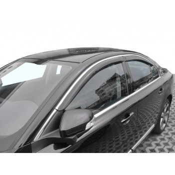 Ветровики с хром молдингом (4 шт, HIC) для Volvo S80 2006- гг