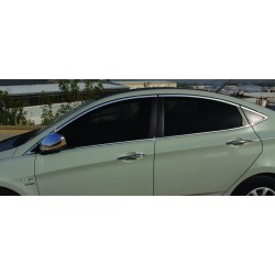 Полный комплект обводки стекол (14 шт, нерж.) для Hyundai Accent 2011-2017 гг