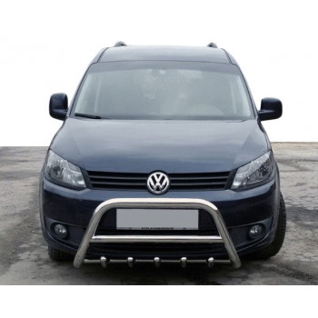 Кенгурятник WT003-4 (нерж) 60 мм, с надписью для Volkswagen Caddy 2015-2020 гг