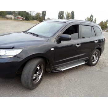 Боковые пороги Line (2 шт., алюминий) для Hyundai Santa Fe 2 2006-2012 гг