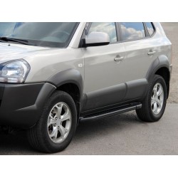 Боковые пороги Allmond Black (2 шт., алюминий) для Hyundai Tucson JM 2004- гг