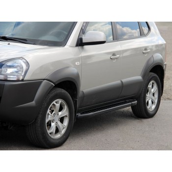 Боковые пороги Allmond Black (2 шт., алюминий) для Hyundai Tucson JM 2004- гг