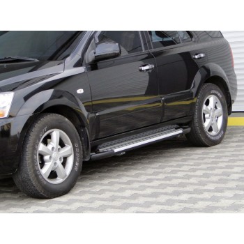 Бокові пороги Allmond Grey (2 шт., алюм.) для Kia Sorento I BL 2002-2009 рр
