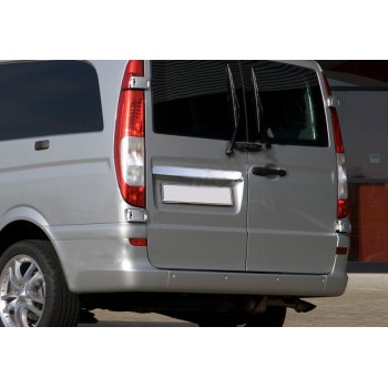 Накладка над номером (2-двер, нерж) Carmos - турецкая сталь (без надписи) для Mercedes Vito W639 2004-2014 гг