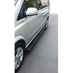 Боковые пороги Allmond Black (2 шт, алюм) Длинная (ExtraLong) для Mercedes Vito W639 2004-2014 гг