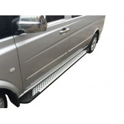 Боковые пороги Allmond Grey (2 шт., алюм.) Длинная (ExtraLong) для Mercedes Vito W639 2004-2014 гг