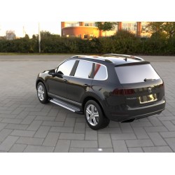 Бокові пороги Allmond Grey (2 шт., алюм) для Volkswagen Touareg 2010-2018 рр