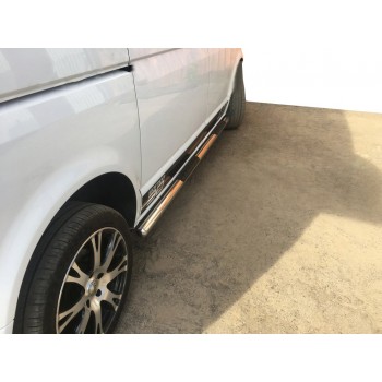 Боковые трубы (2 шт, нерж) 60мм, Короткая база для Volkswagen T5 Transporter 2003-2010 гг