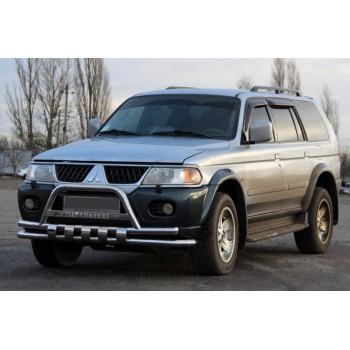 Передняя защита ST015-2025WT (нерж) для Mitsubishi Pajero Sport 1996-2007 гг