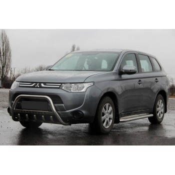 Кенгурятник WT004 (нерж.) для Mitsubishi Outlander 2012-2021 гг