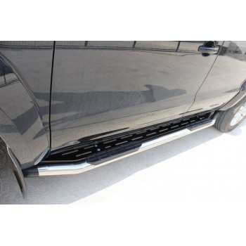 Бокові пороги Amazon Inox (2 шт., нерж) 76 мм для Nissan Navara/NP300 2016- рр