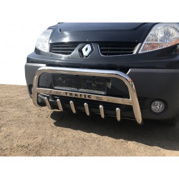 Кенгурятник WT003-4 (нерж.) С надписью для Renault Trafic 2001-2015 гг