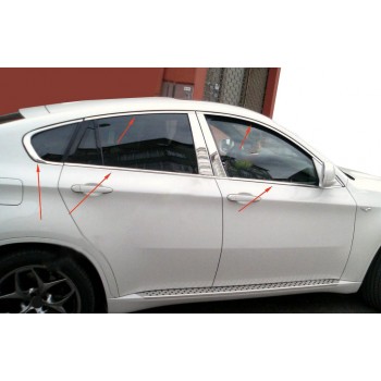Полная окантовка стекол (10 шт, нерж.) для BMW X6 E-71 2008-2014 гг