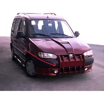 Накладка на передний бампер Клыки (под покраску) для Peugeot Partner 1996-2008 гг