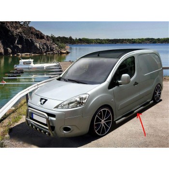 Боковые трубы (2 шт., нерж.) 70мм, с пластиковыми подножками для Citroen Berlingo 2008-2018 гг Боковые трубы (2 шт., нерж.) 70мм, с пластиковыми подножками для Citroen Berlingo 2008-2018 гг