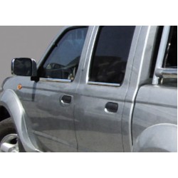 Наружняя окантовка стекол (4 шт, нерж.) Carmos - Турецкая сталь для Nissan NP300 1999-2015