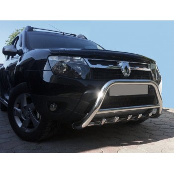Кенгурятник без надписи WT003 (нерж.) для Renault Duster 2008-2017 гг