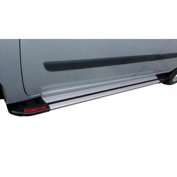 Боковые пороги Rainbow (2 шт, алюм) Длинная база для Renault Kangoo 2008-2020 гг