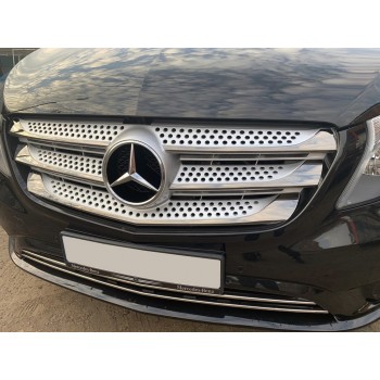Накладки на решетку 2014-2020 (5 шт, BlackChrome) для Mercedes Vito/V-class W447 2014- гг