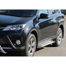 Боковые пороги Allmond Grey (2 шт., алюминий) для Toyota Rav 4 2013-2018 гг