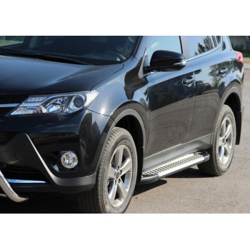 Боковые пороги Allmond Grey (2 шт., алюминий) для Toyota Rav 4 2013-2018 гг