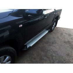 Боковые пороги Allmond Grey (2 шт, алюм) для Volkswagen Amarok 2010-2022 гг