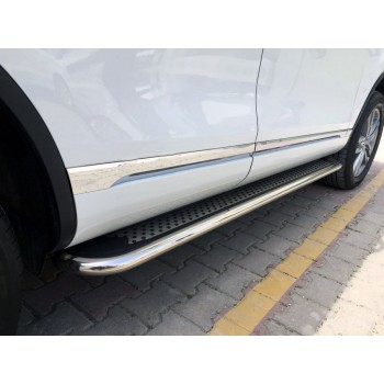 Бокові пороги Maydos V2 (2 шт., алюміній -2025 нерж) для Volkswagen Touareg 2010-2018 рр
