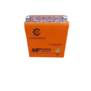 Акумулятор гелевий TT AGRO MOTO YTX16-BS 16АH, 150*87*161mm оранжевий