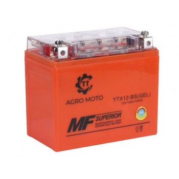 Акумулятор гелевий TT AGRO MOTO YTX12-BS 12(10)АH, 150*87*130 мм, оранжевий Акумулятор гелевий TT AGRO MOTO YTX12-BS 12(10)АH, 150*87*130 мм, оранжевий